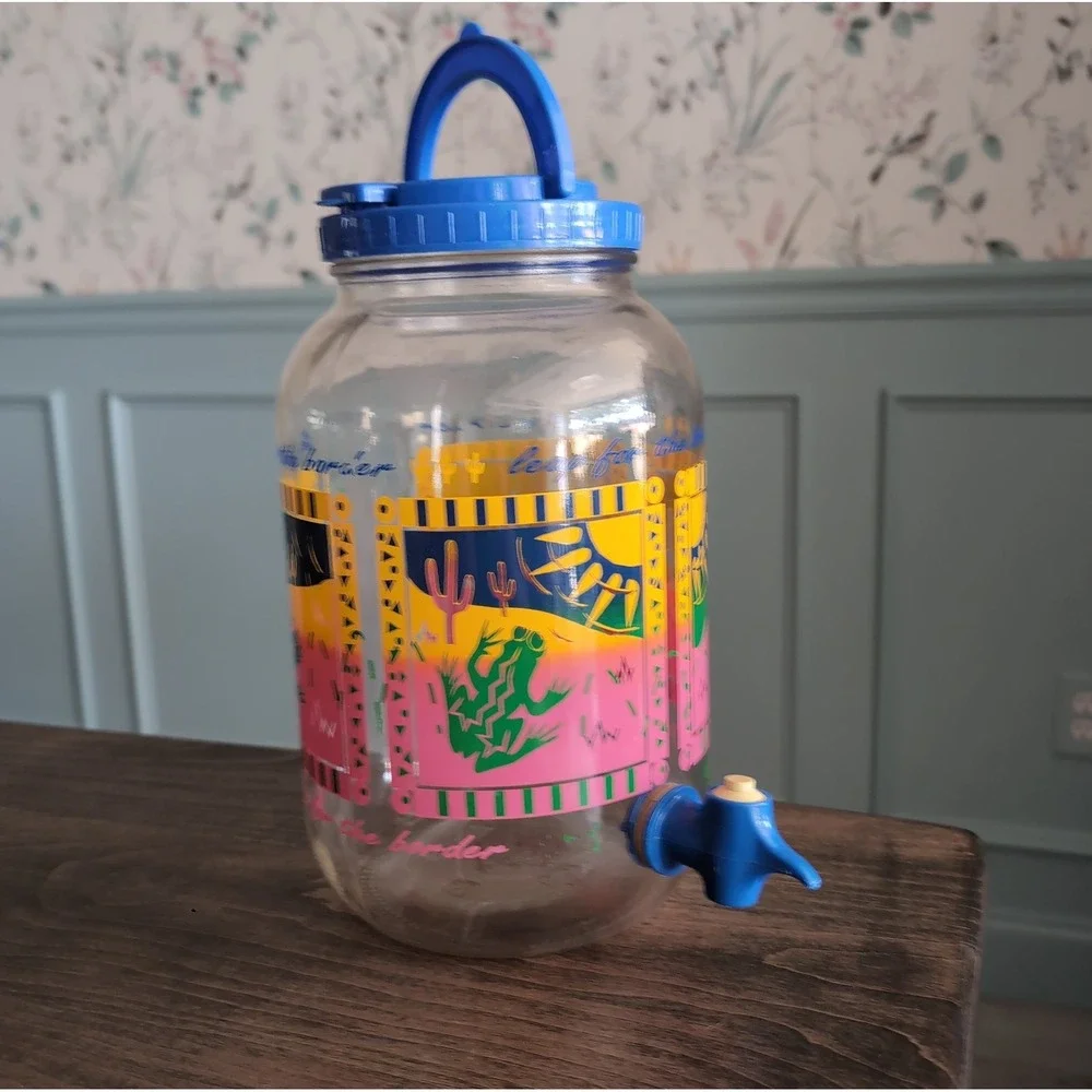Vintage Leap for Border Glass Dispenser Desert Frog Cactus Southwest Sun Tea Jar